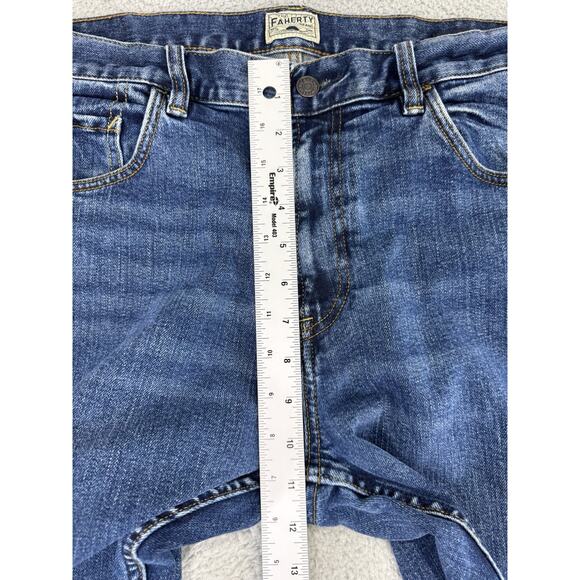 Faherty Jeans Mens 35x28.5 Blue Feel Good Special Weave Organic Cotton Stretch - Picture 7 of 16